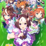 Ảnh bìa chính của game Umamusume: Pretty Derby với các cô gái ngựa anime đầy màu sắc đang chạy đua.