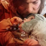 Ảnh bìa game Death Stranding 2 On the Beach với Sam Porter Bridges và nhân vật Fragile trong bối cảnh hành trình đầy thử thách