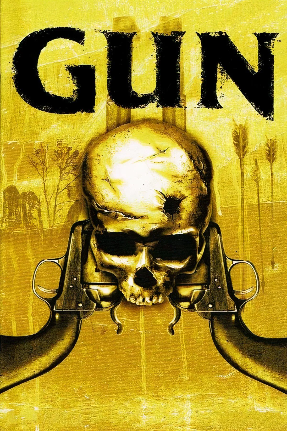 Ảnh bìa game Gun với biểu tượng khẩu súng lục và phong cách đồ họa cổ điển của thể loại miền Tây