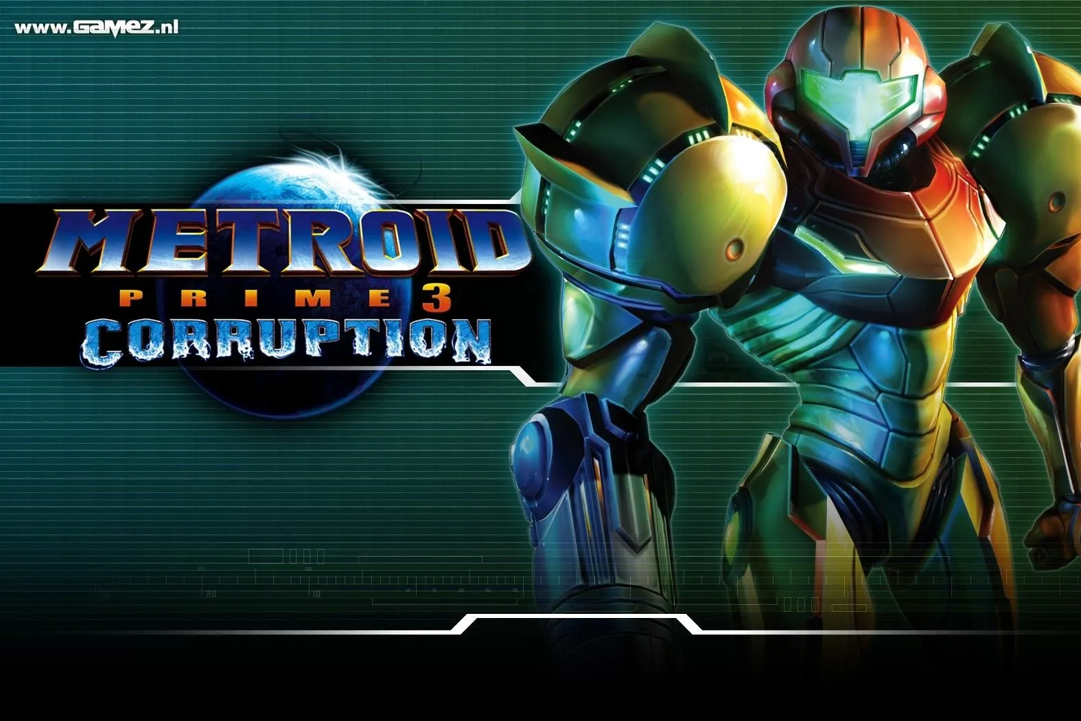 Ảnh bìa game Metroid Prime 3: Corruption trên nền tảng Nintendo Wii, một tựa game bắn súng hành động góc nhìn thứ nhất đột phá năm 2007.