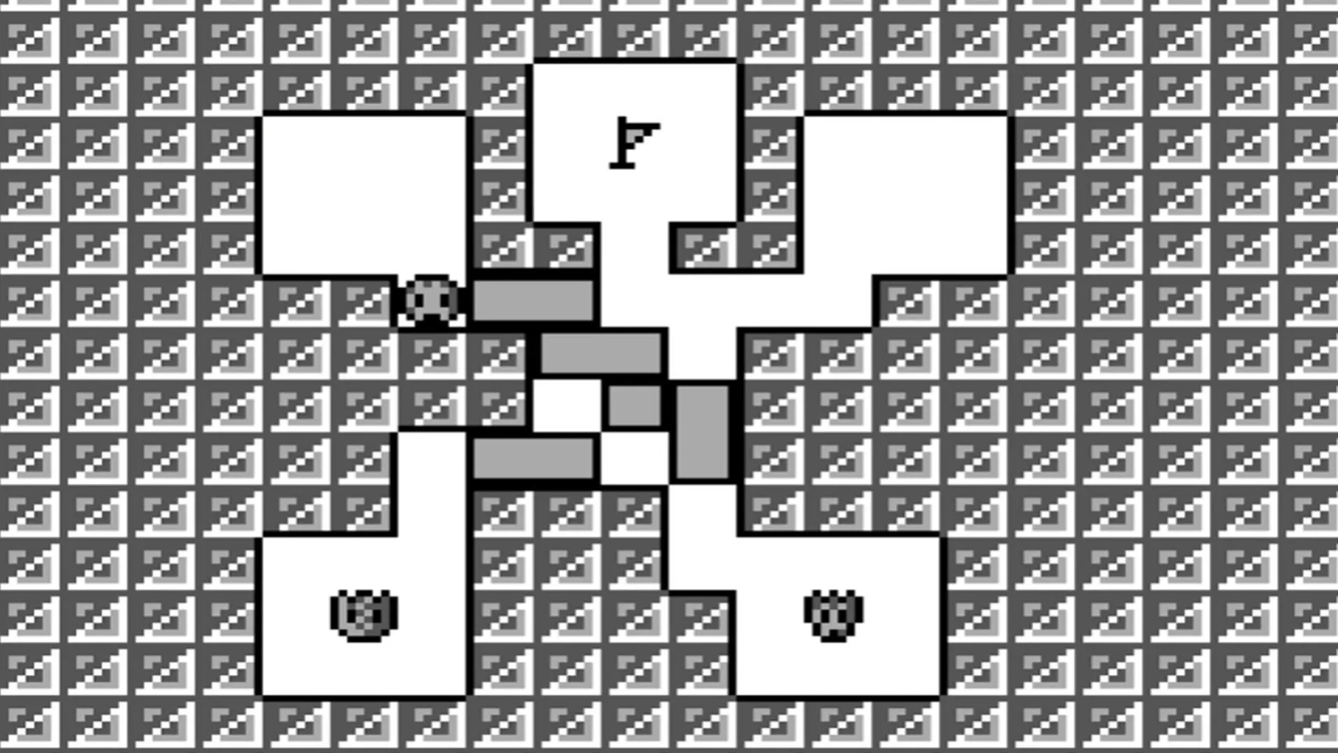 Ảnh chụp màn hình game Amazing Tater trên Game Boy, hiển thị nhân vật củ khoai đang di chuyển trong mê cung.
