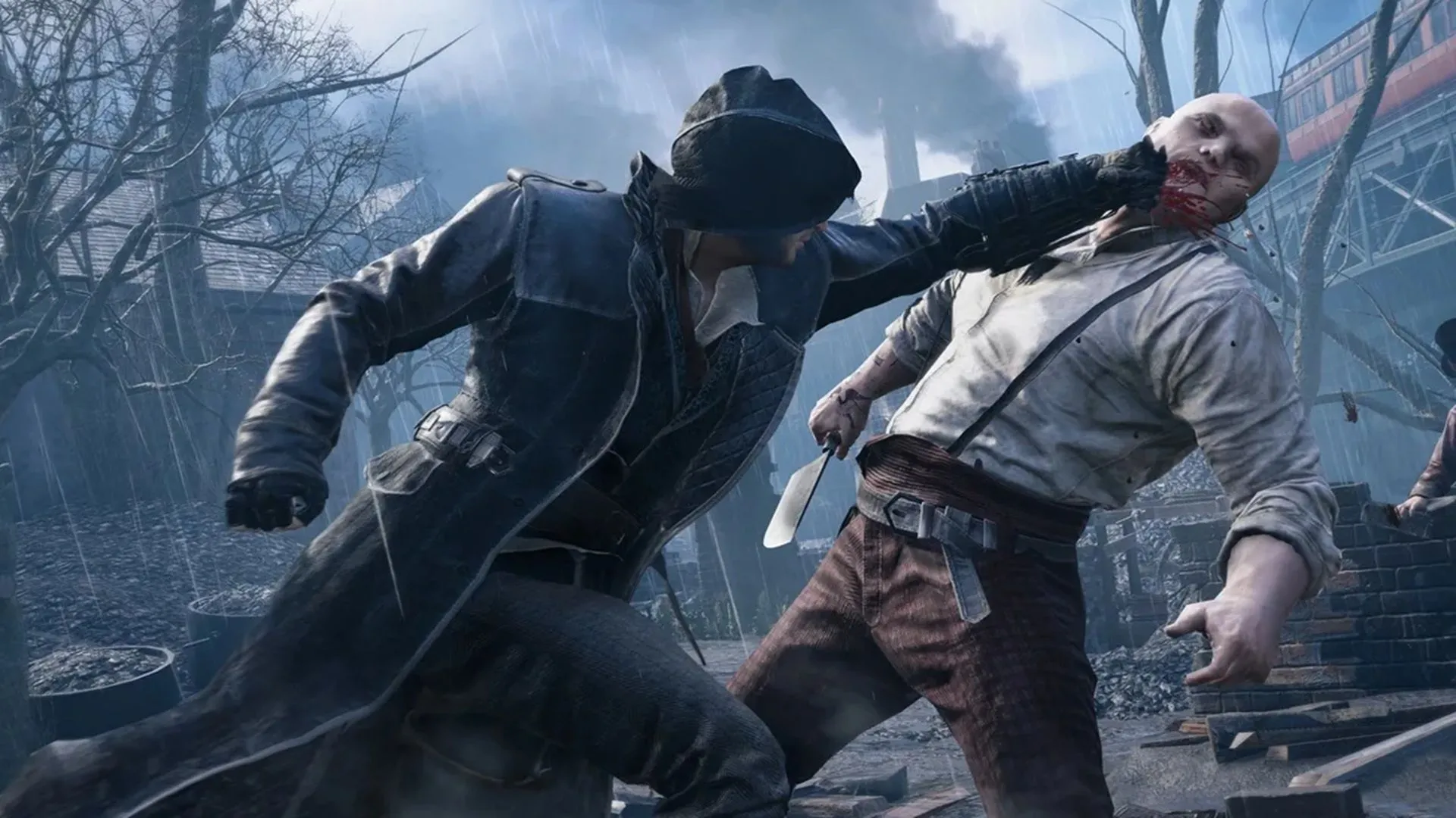 Ảnh chụp màn hình từ Assassin's Creed Syndicate thể hiện bối cảnh thành phố hiện đại hơn, minh họa khả năng của dòng game tái hiện chi tiết các giai đoạn lịch sử cận đại.