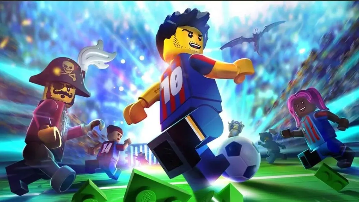 Bản thiết kế nghệ thuật của game bóng đá LEGO 2K Goooal chưa được công bố chính thức, minh họa phong cách đồ họa và nhân vật LEGO đá bóng.