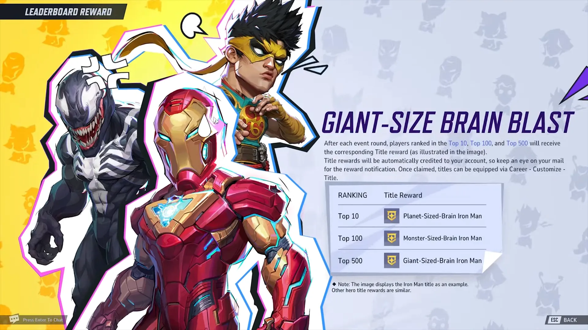 Bảng xếp hạng sự kiện Giant-Size Brain Blast trong Marvel Rivals