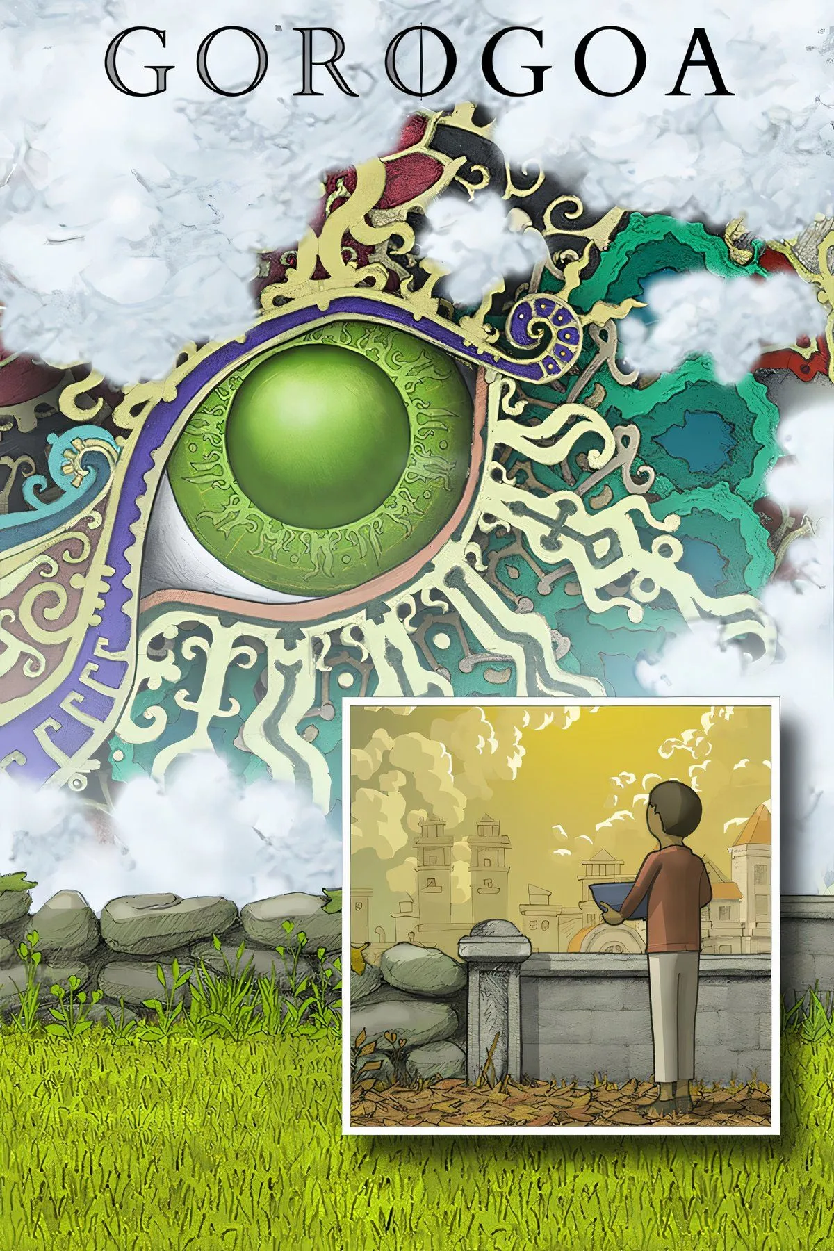 Bìa game Gorogoa với hình ảnh nhiều khung tranh vẽ tay lồng vào nhau, thể hiện cơ chế giải đố và phong cách nghệ thuật độc đáo