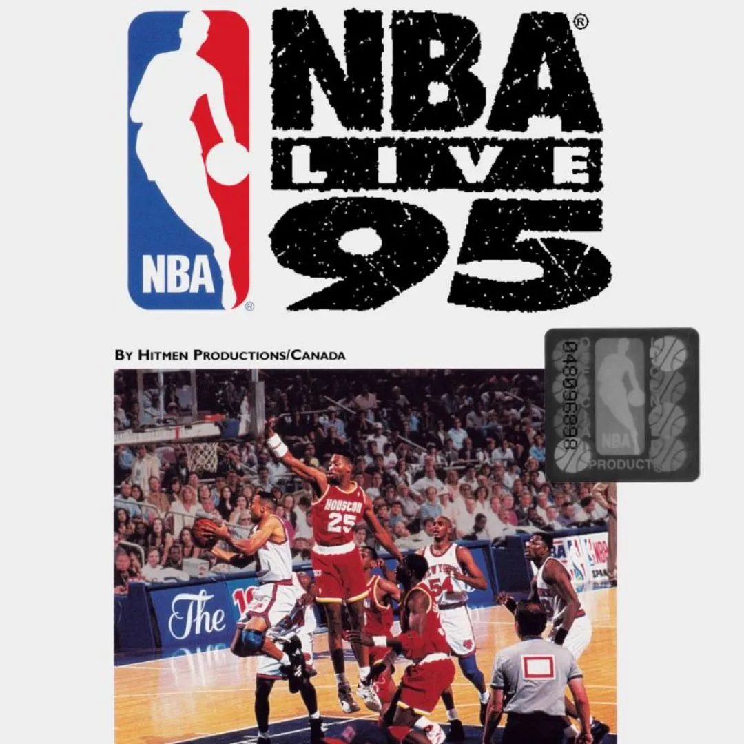 Bìa game NBA Live 95, tựa game bóng rổ đột phá trên Super Nintendo với tính năng replay độc đáo.