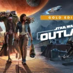 Bìa quảng cáo Star Wars Outlaws Gold Edition, minh họa xu hướng game có phiên bản cao cấp với đầy đủ nội dung