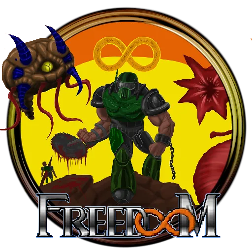 Biểu tượng game Freedoom, phiên bản mã nguồn mở lấy cảm hứng từ Doom