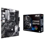 Bo mạch chủ ASUS Prime B550-PLUS nhìn xuyên thấu, minh họa thiết kế và cổng kết nối