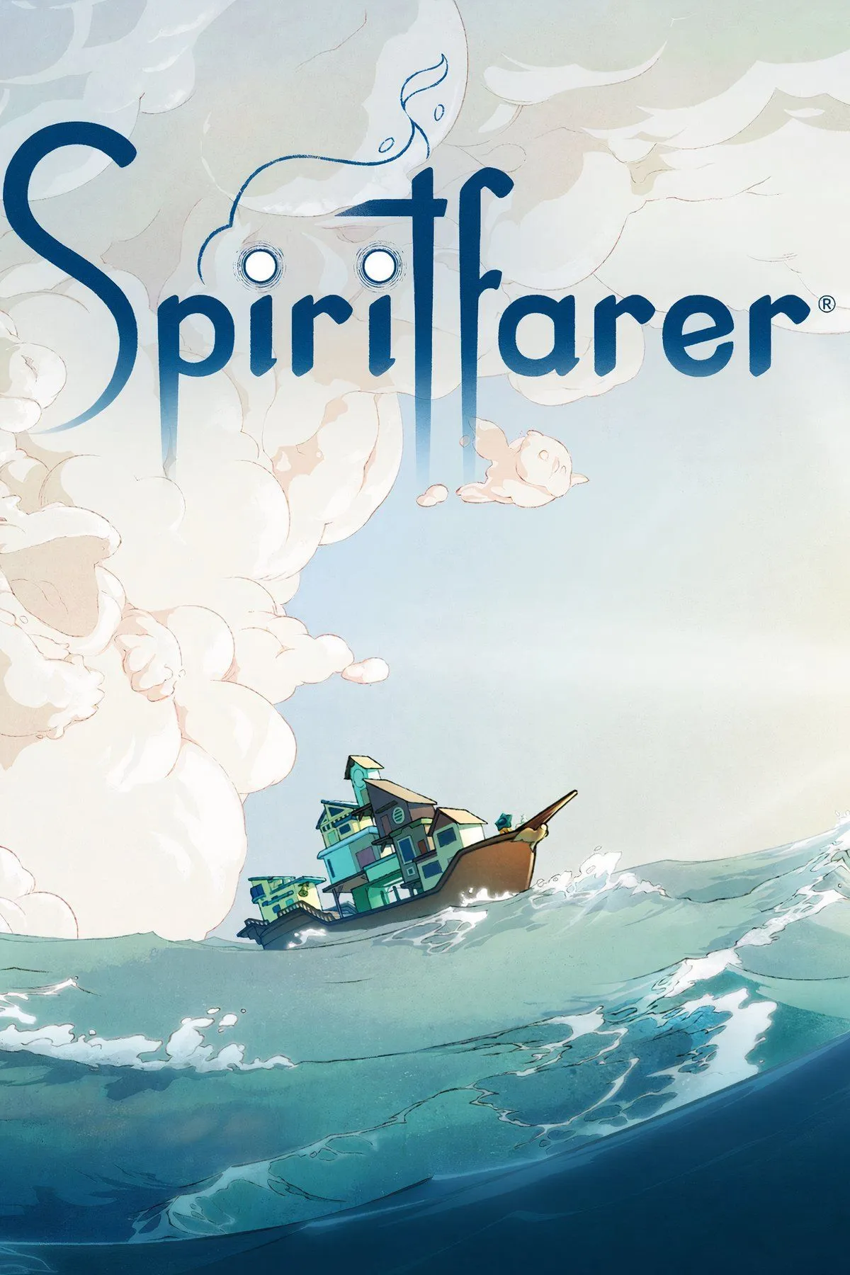Bức ảnh ghép từ game Spiritfarer, thể hiện phong cách nghệ thuật độc đáo và các nhân vật.