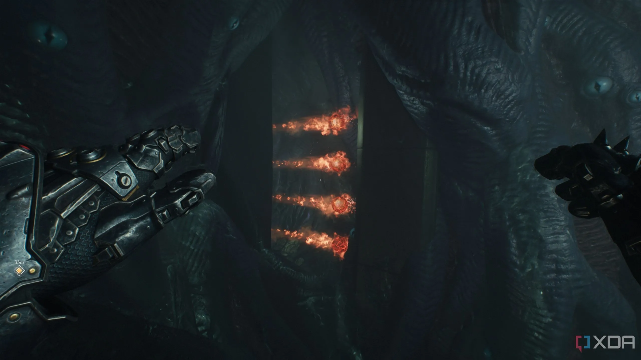 Các chướng ngại vật lửa dưới nước trong Chương 15 của Doom: The Dark Ages.