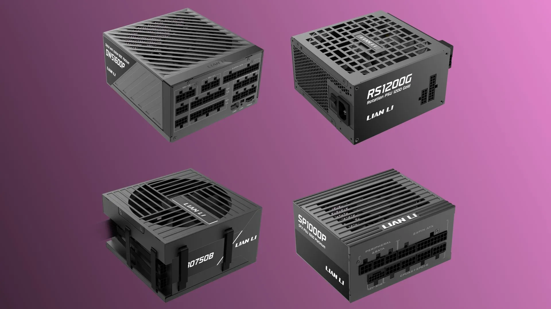 Các dòng bộ nguồn (PSU) mới của Lian Li được trưng bày tại Computex 2025 với nhiều mức công suất và chứng nhận hiệu suất khác nhau