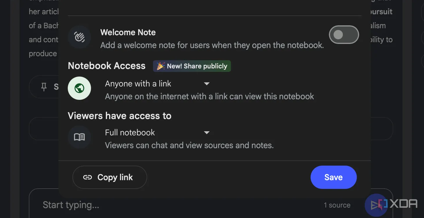 Cách chia sẻ ghi chú NotebookLM công khai bằng liên kết