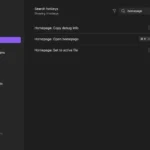 Cài đặt phím tắt (hotkey) cho tính năng trang chủ trong Obsidian, hiển thị các tùy chọn cấu hình cho plugin Homepage.