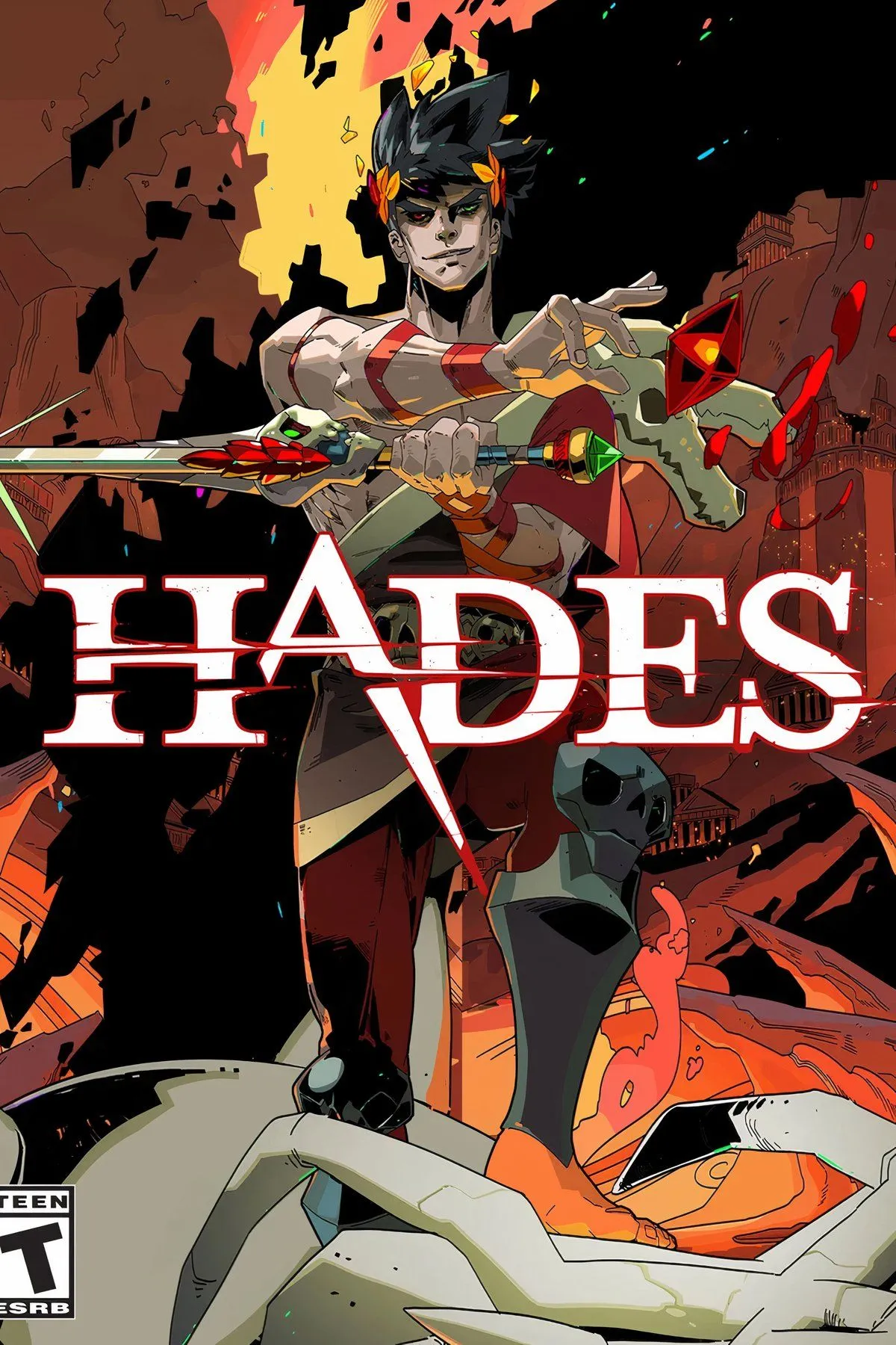 Cận cảnh nhân vật chính Zagreus trong game Hades đang chiến đấu với kẻ thù