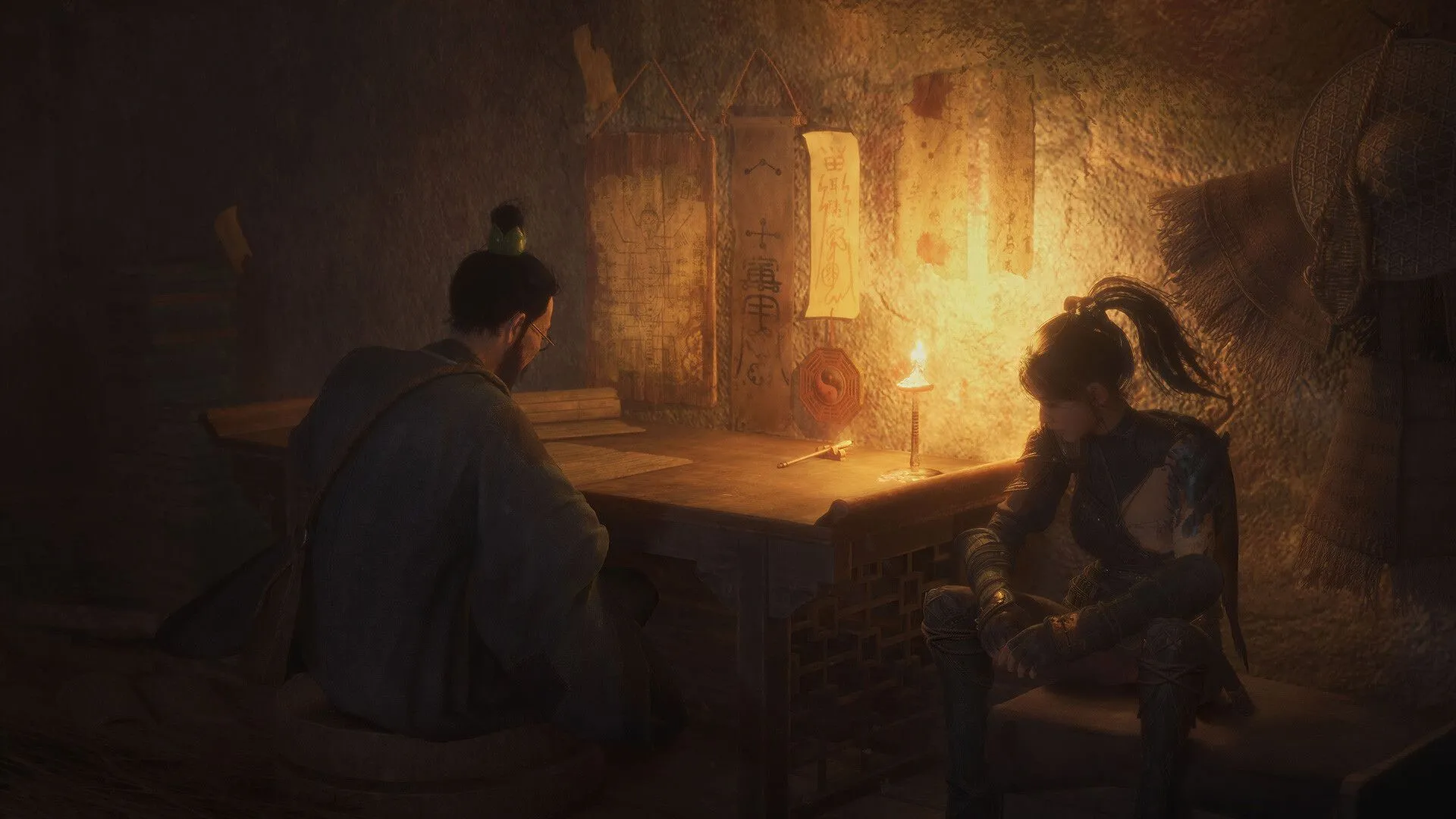 Cảnh chiến đấu kịch tính giữa người chơi và một con boss khổng lồ trong Wuchang: Fallen Feathers, minh họa sự hỗn loạn của những trận đấu trùm.
