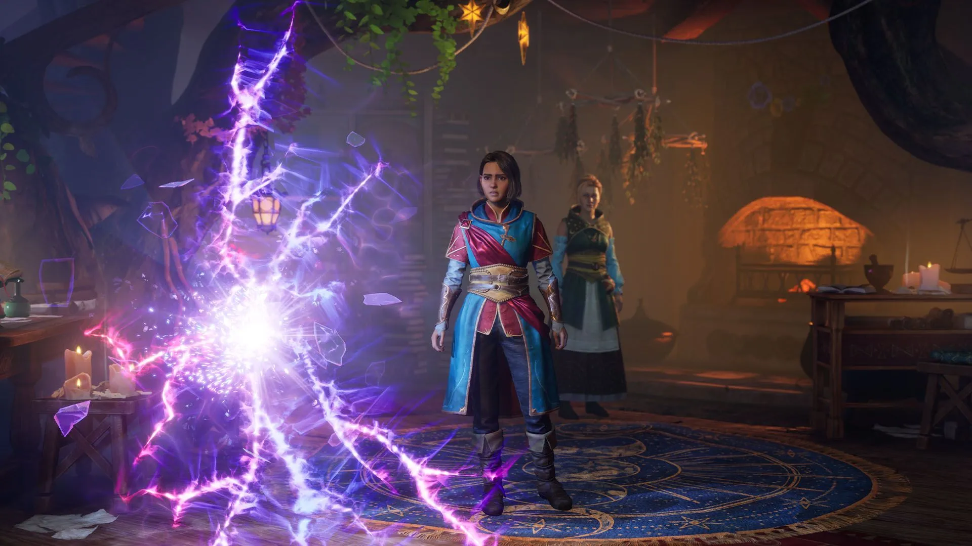Cảnh game Split Fiction với nhân vật chính đang đối mặt với một quái vật khổng lồ