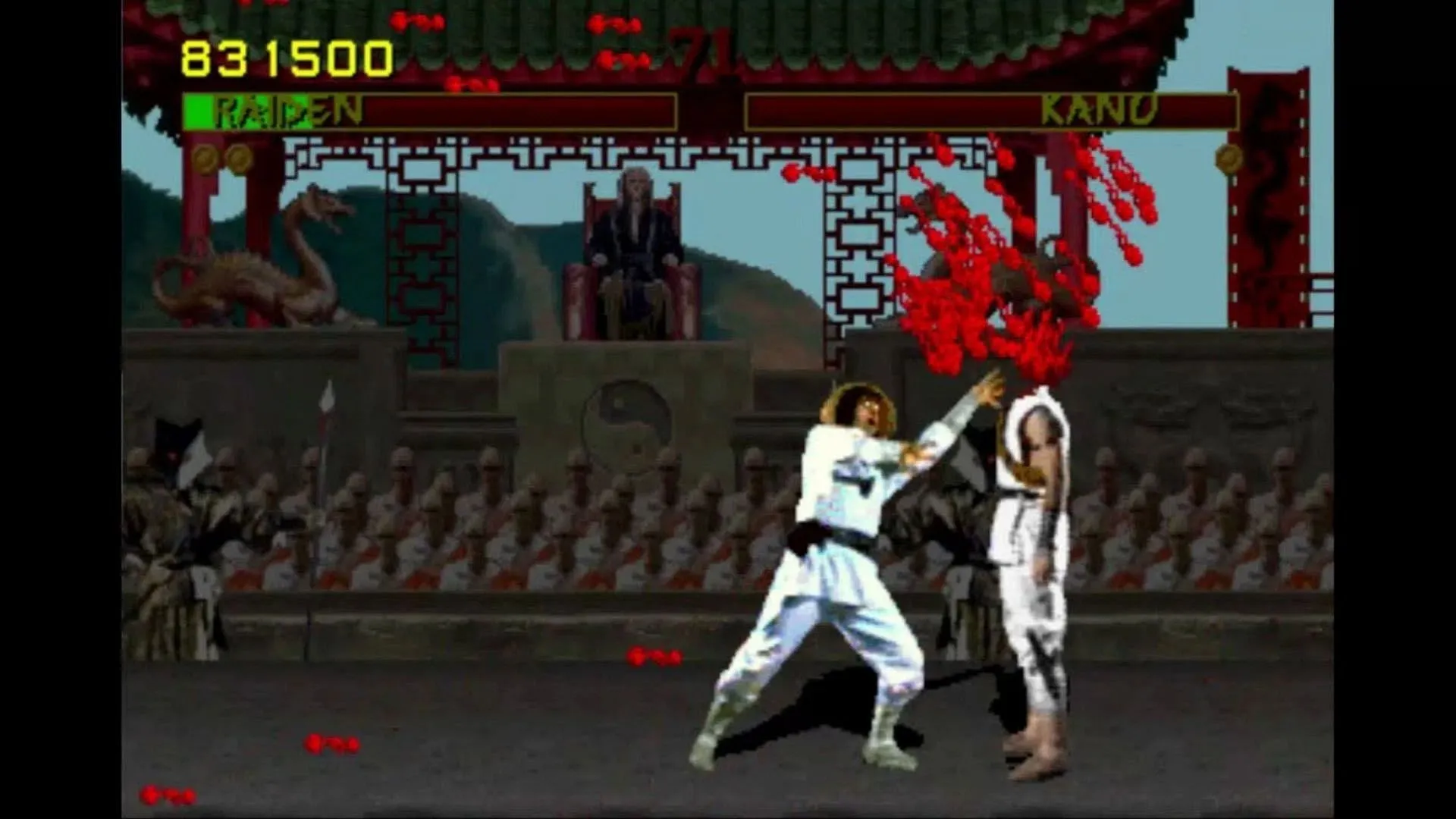Cảnh gameplay Fatalities từ Mortal Kombat, một trong những tựa game gây tranh cãi về bạo lực trong thập niên 90.