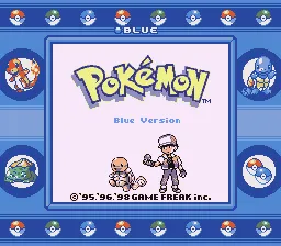 Cảnh khám phá bản đồ trong Pokémon Blue với các Pokémon đặc trưng