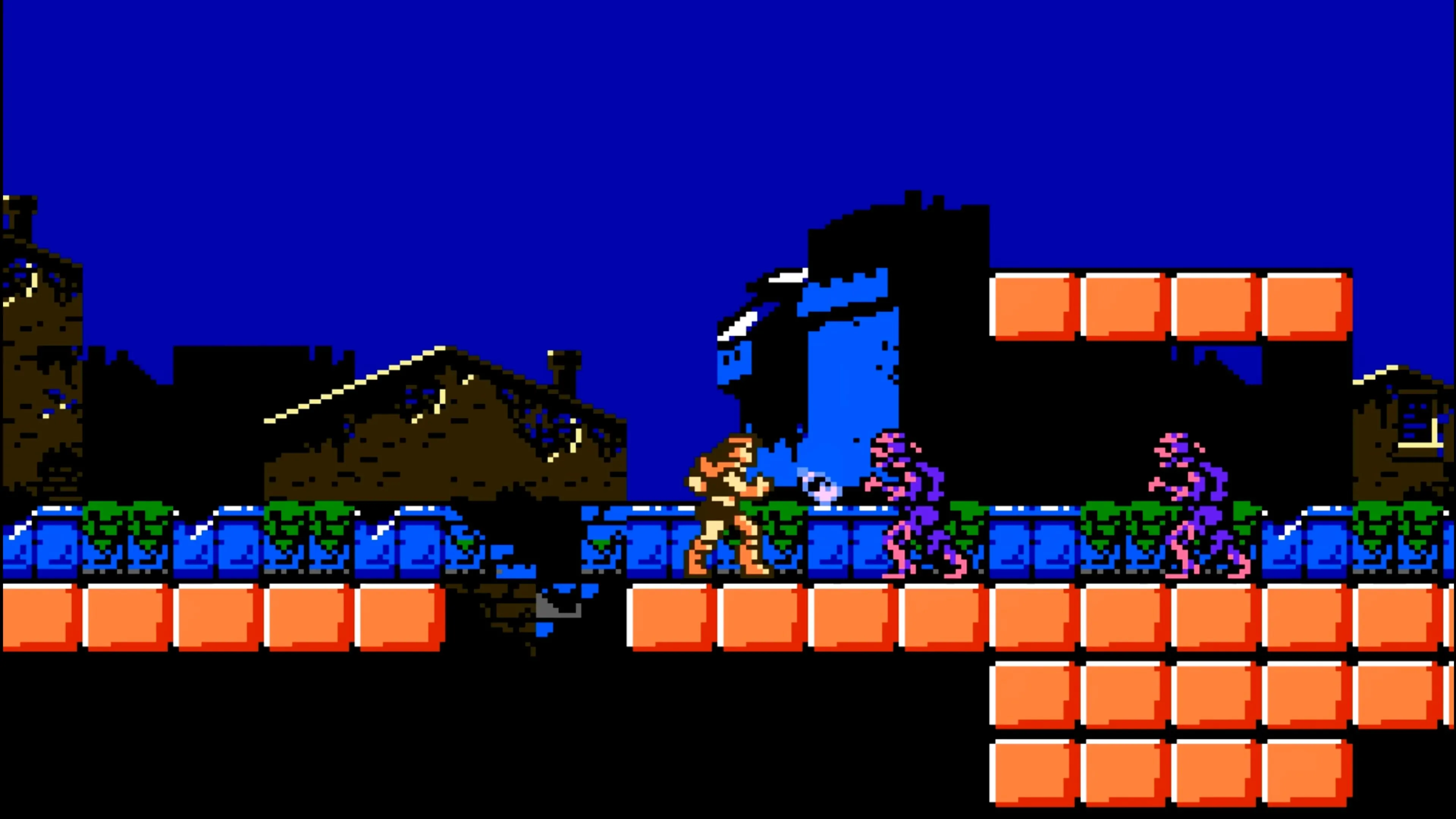Cảnh trong game Castlevania III: Dracula's Curse với nhân vật Trevor Belmont chiến đấu