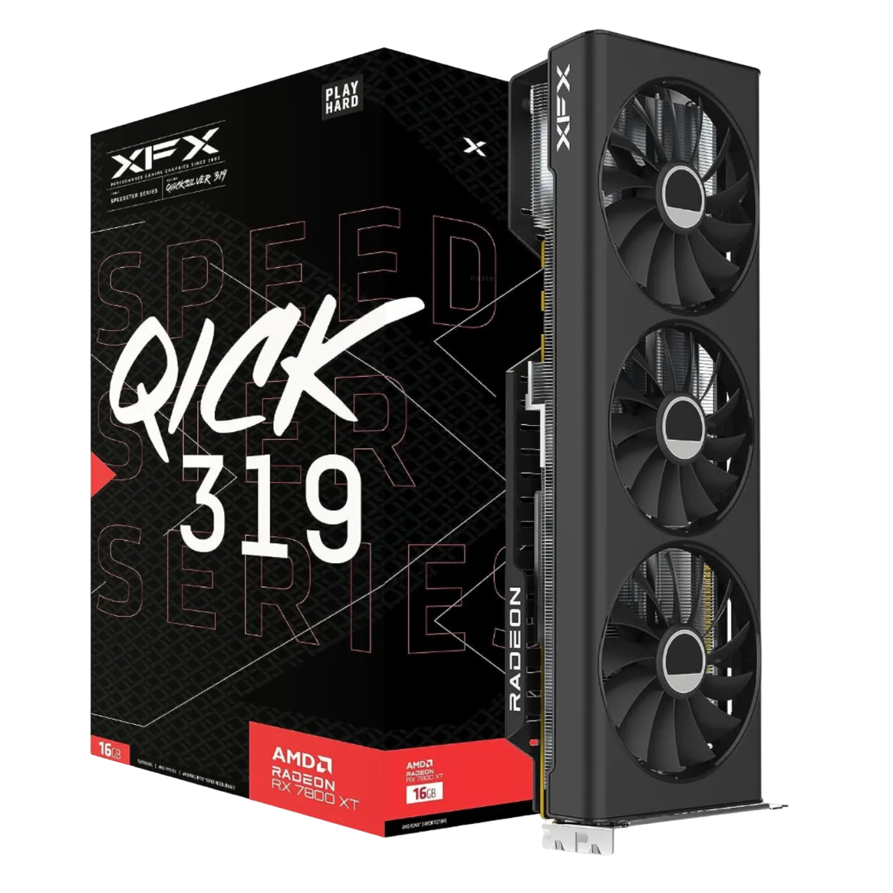 Card màn hình XFX Speedster QICK319 RX 7800 XT với ba quạt tản nhiệt