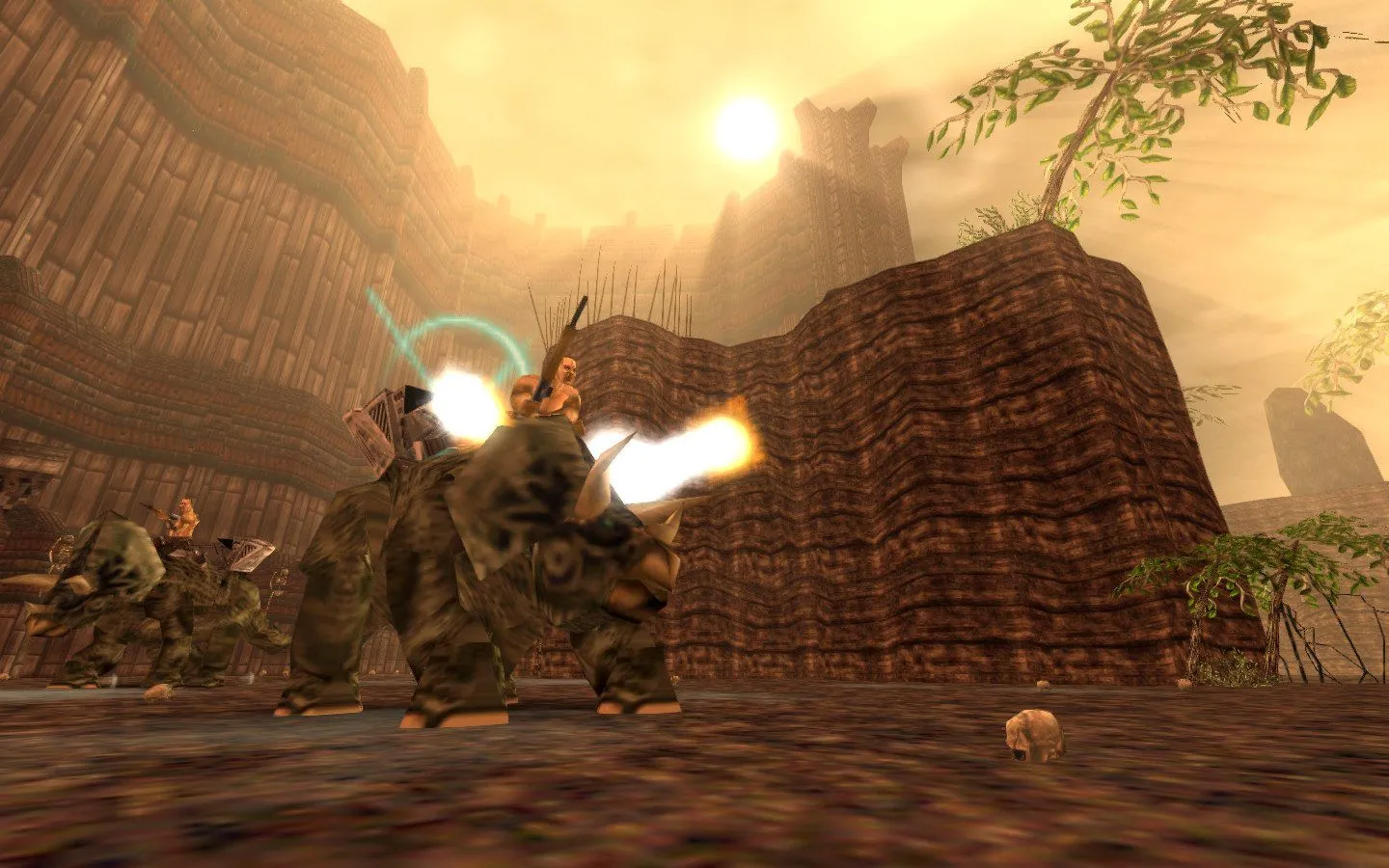 Chiến binh cưỡi khủng long trong Turok, minh họa sự hỗn loạn đặc trưng của game FPS săn khủng long