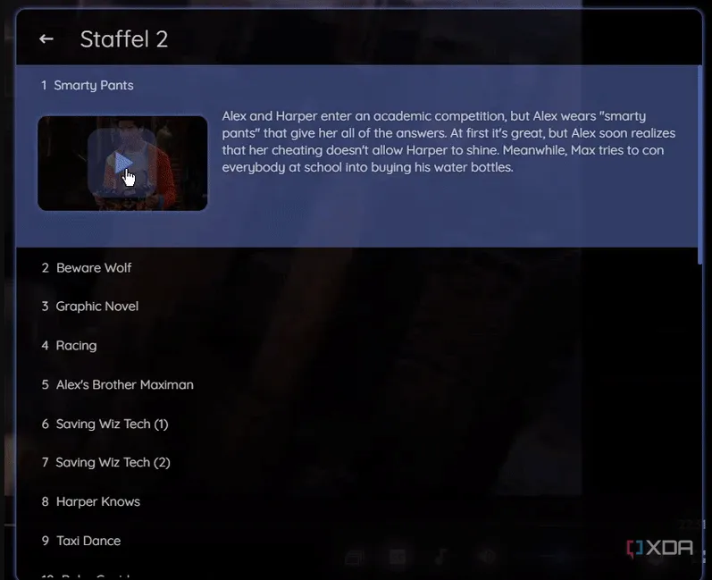 Chức năng xem trước tập phim với plugin In Player Episode Preview của Jellyfin