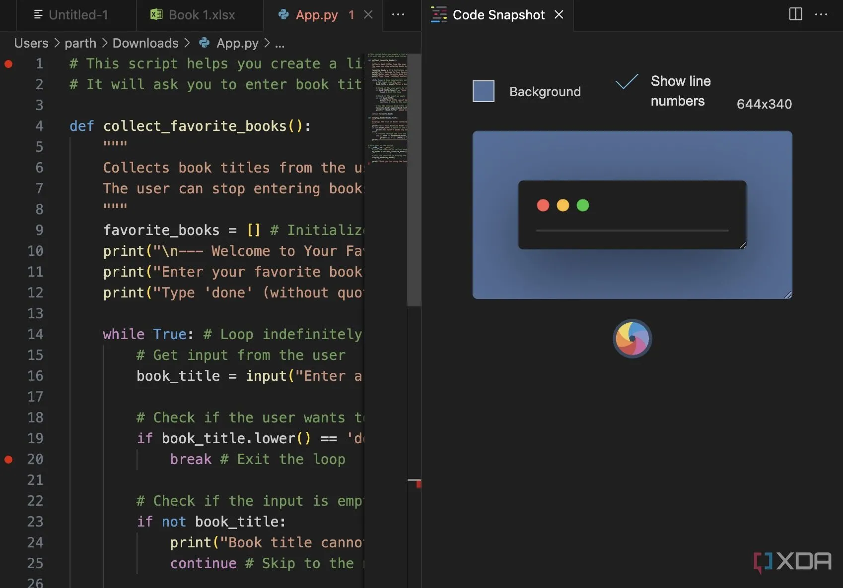 Code Snapshot tạo ảnh chụp màn hình code chuyên nghiệp và có định dạng đẹp mắt trực tiếp từ VS Code, tiện lợi cho việc chia sẻ và tài liệu.