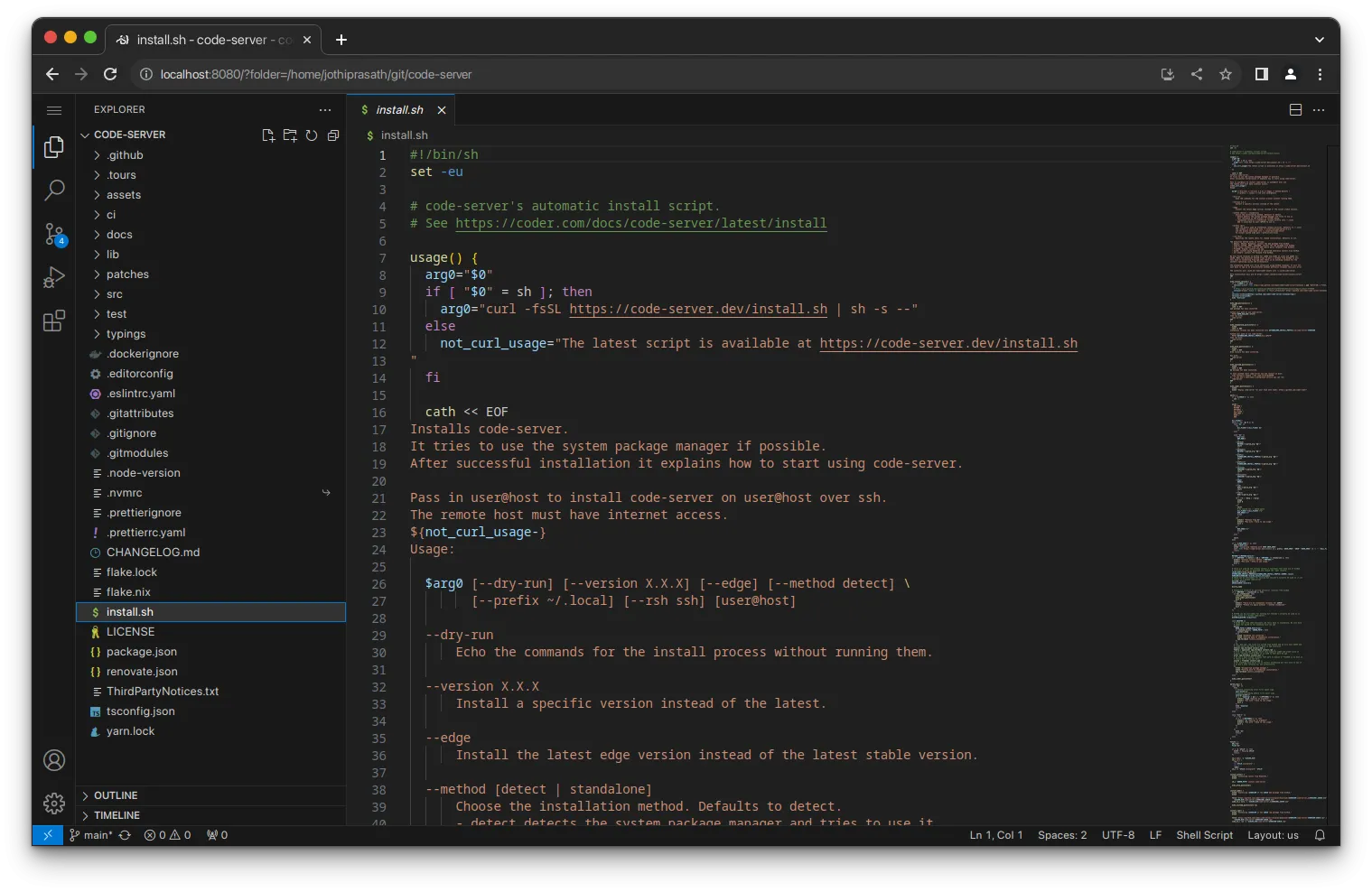 Docker container chạy VS Code Server