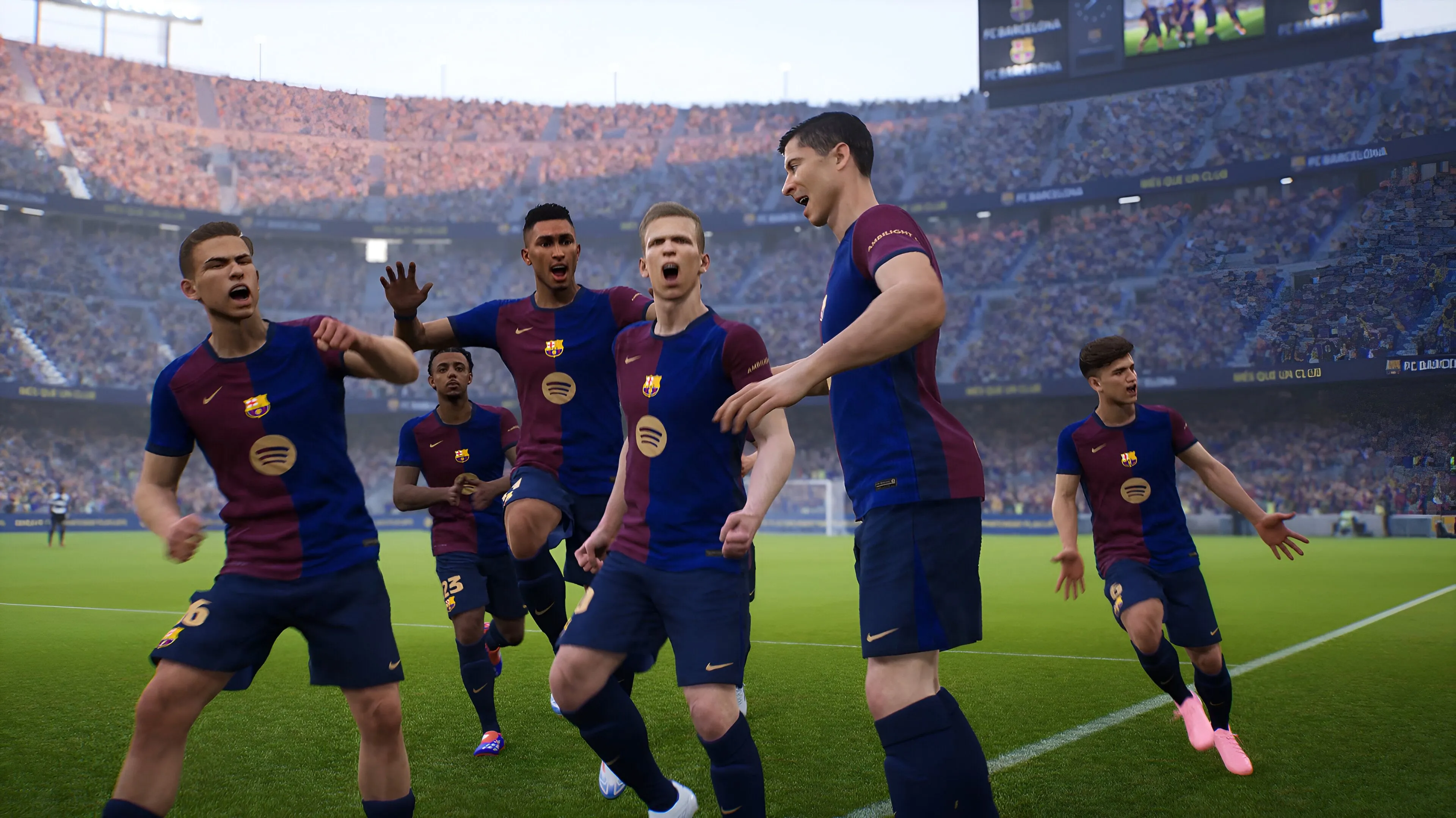 Đội Barcelona ăn mừng trong eFootball