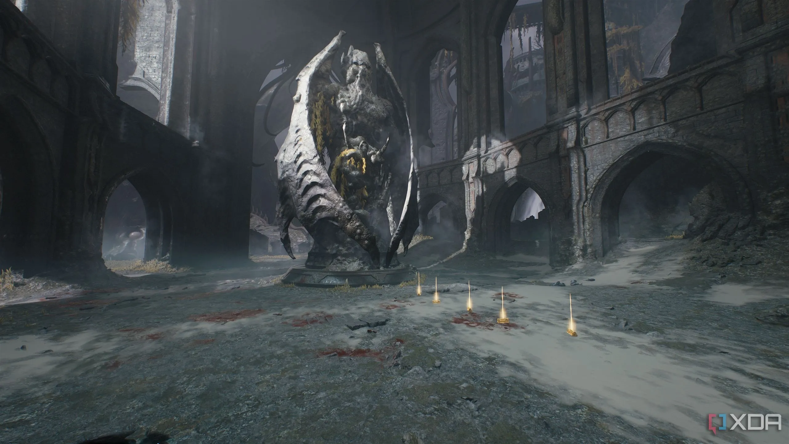 Đường vàng dưới bức tượng Cthulhu khổng lồ trong Chương 14 Doom The Dark Ages