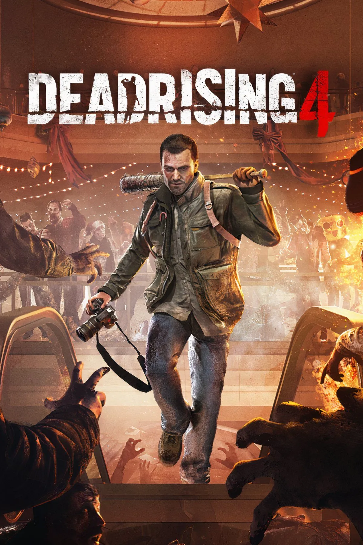 Frank West đối mặt với đám zombie trong Dead Rising 4, bối cảnh Giáng Sinh mất đi chất kinh dị.