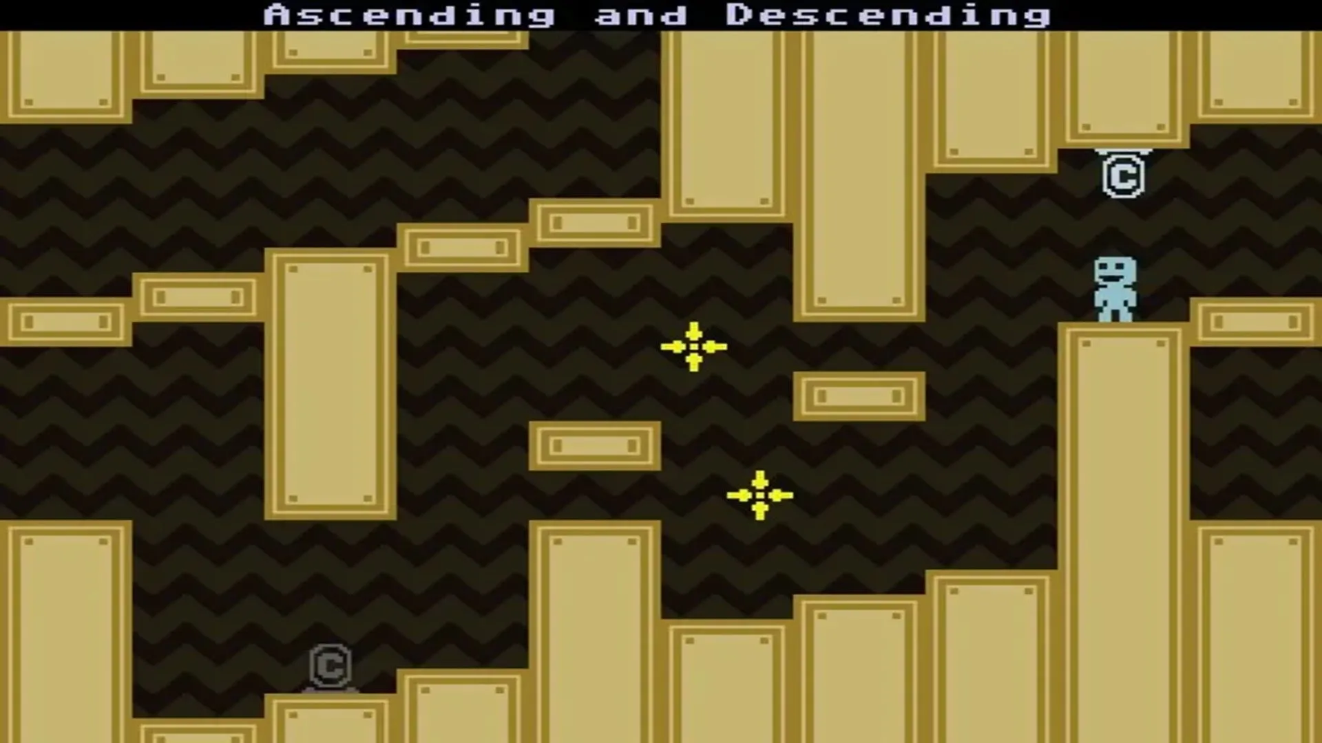 Gameplay của game VVVVVV trên PS Vita với nhân vật chính và môi trường pixel