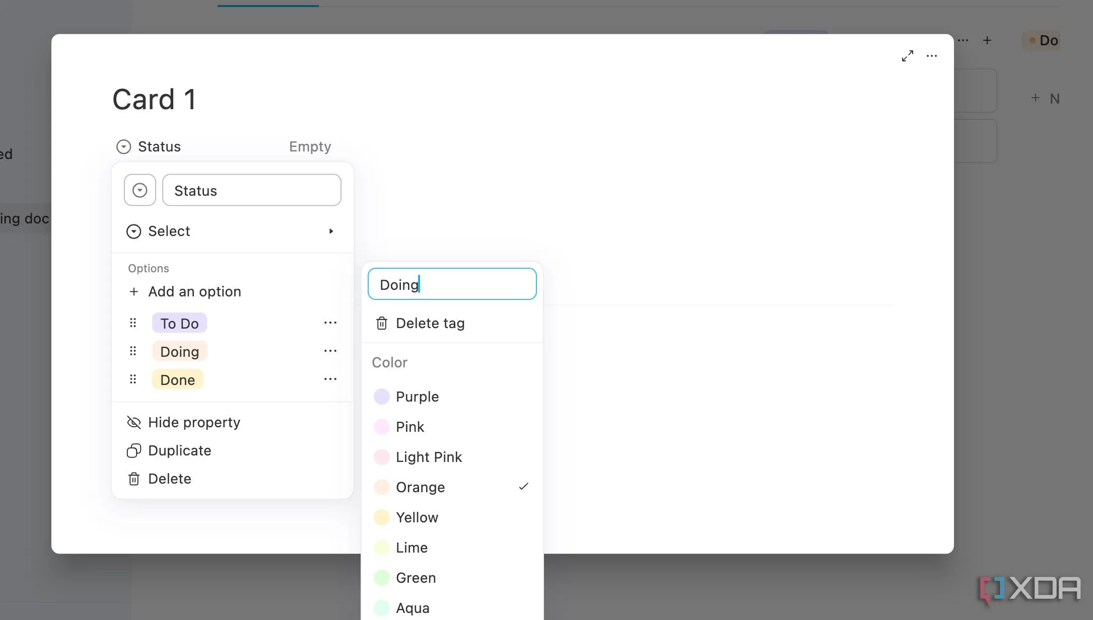 Giao diện AppFlowy với bảng Kanban quản lý nhiệm vụ dự án