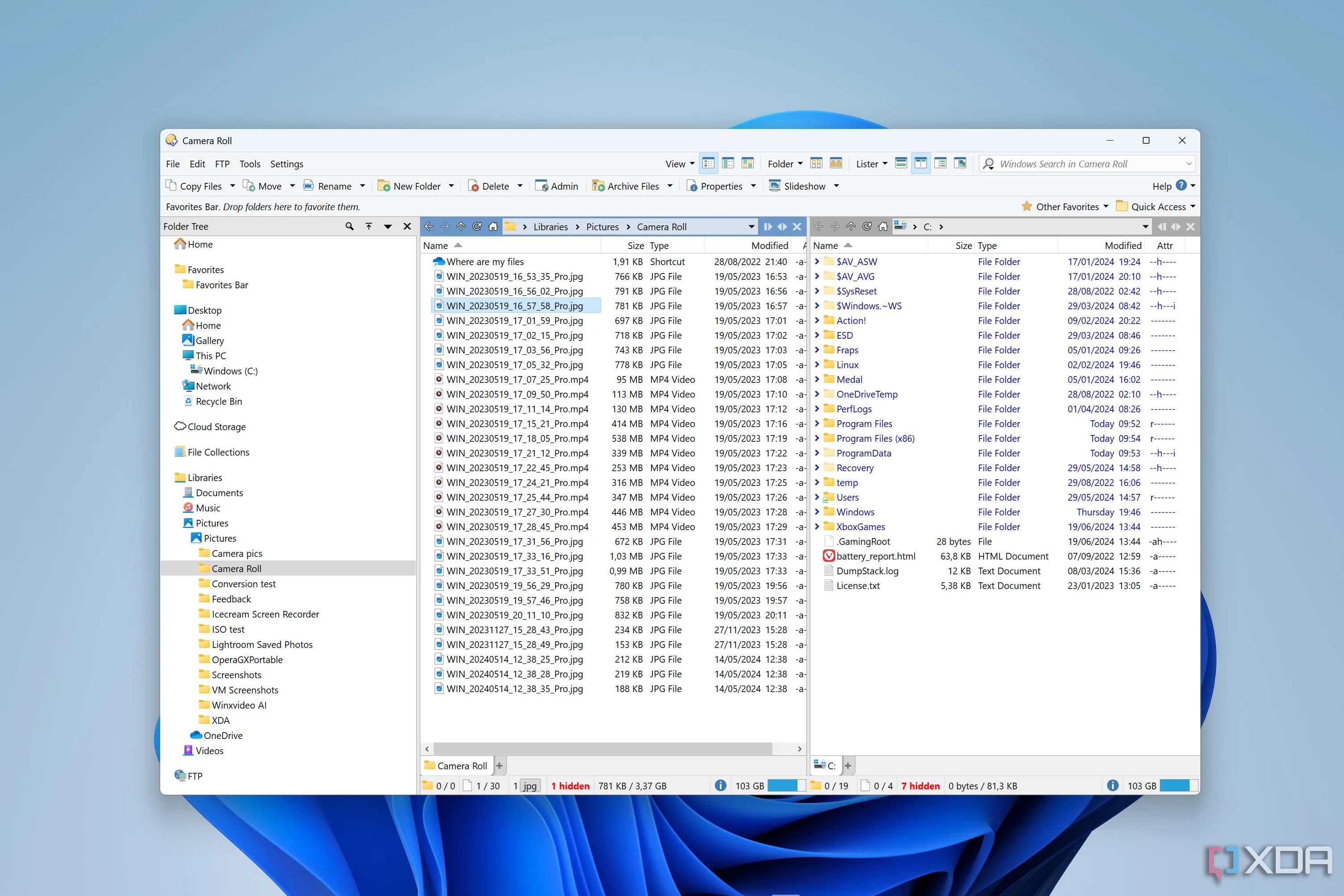 Giao diện Directory Opus hiển thị nhiều tab và bố cục hai ngăn hiện đại