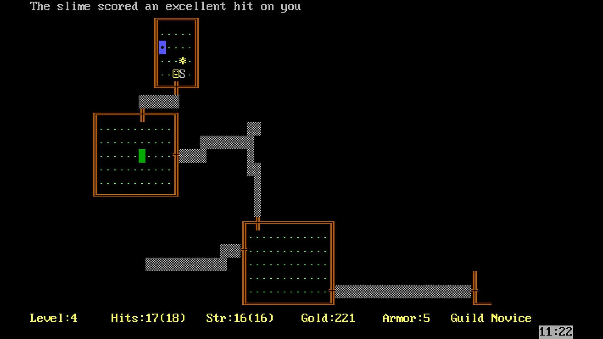 Giao diện đồ họa text-based của Rogue, ông tổ của dòng game Roguelike