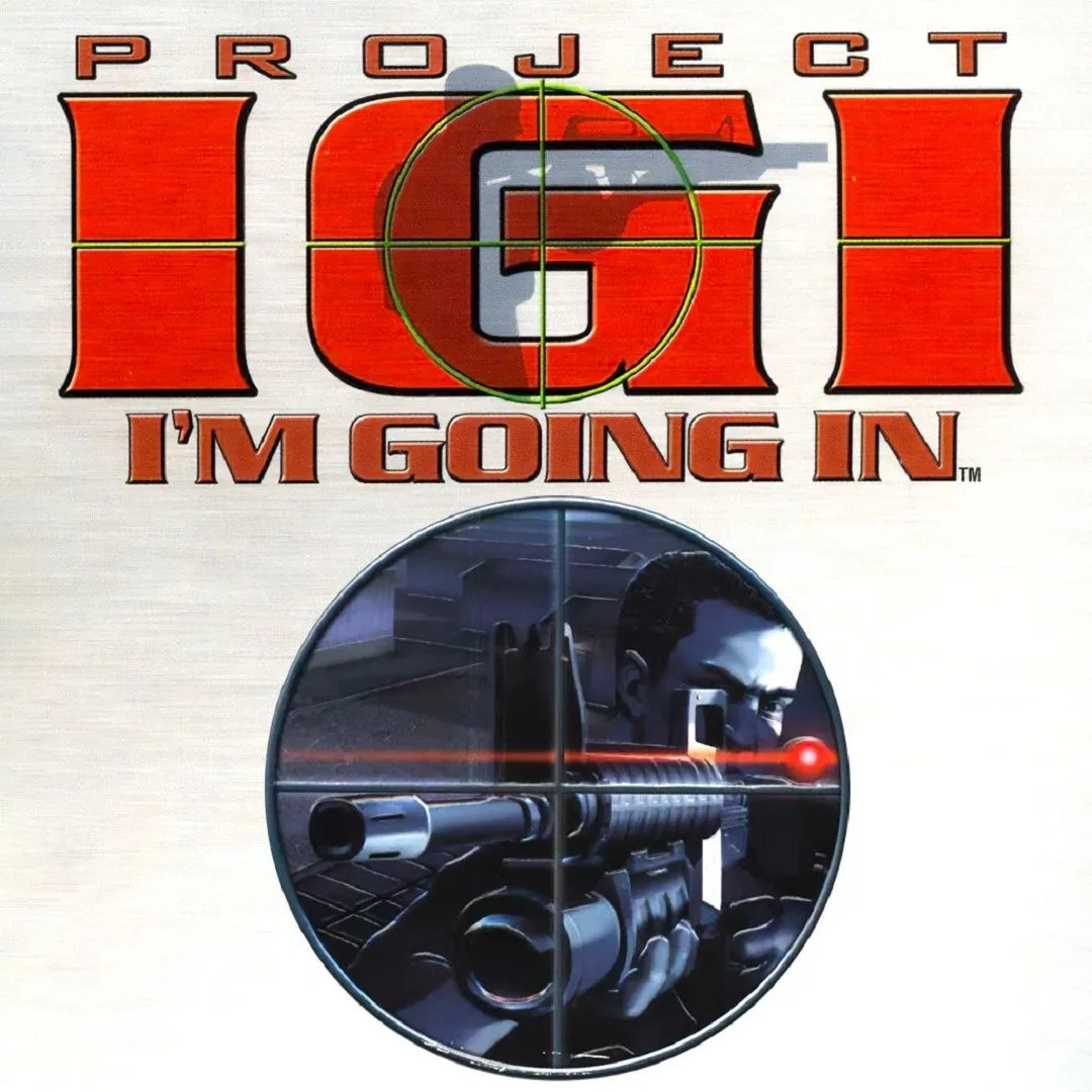 Giao diện game Project I.G.I. với góc nhìn người thứ nhất đang nhắm bắn mục tiêu, thể hiện lối chơi bắn súng chiến thuật.