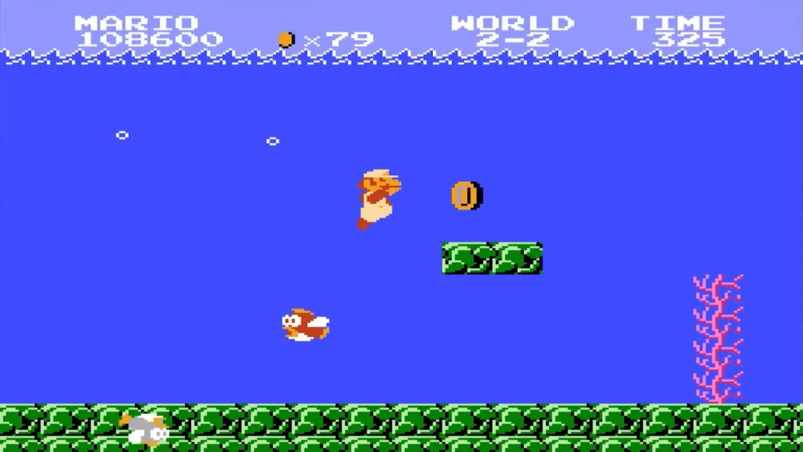 Giao diện gameplay Super Mario Bros trên màn hình nước