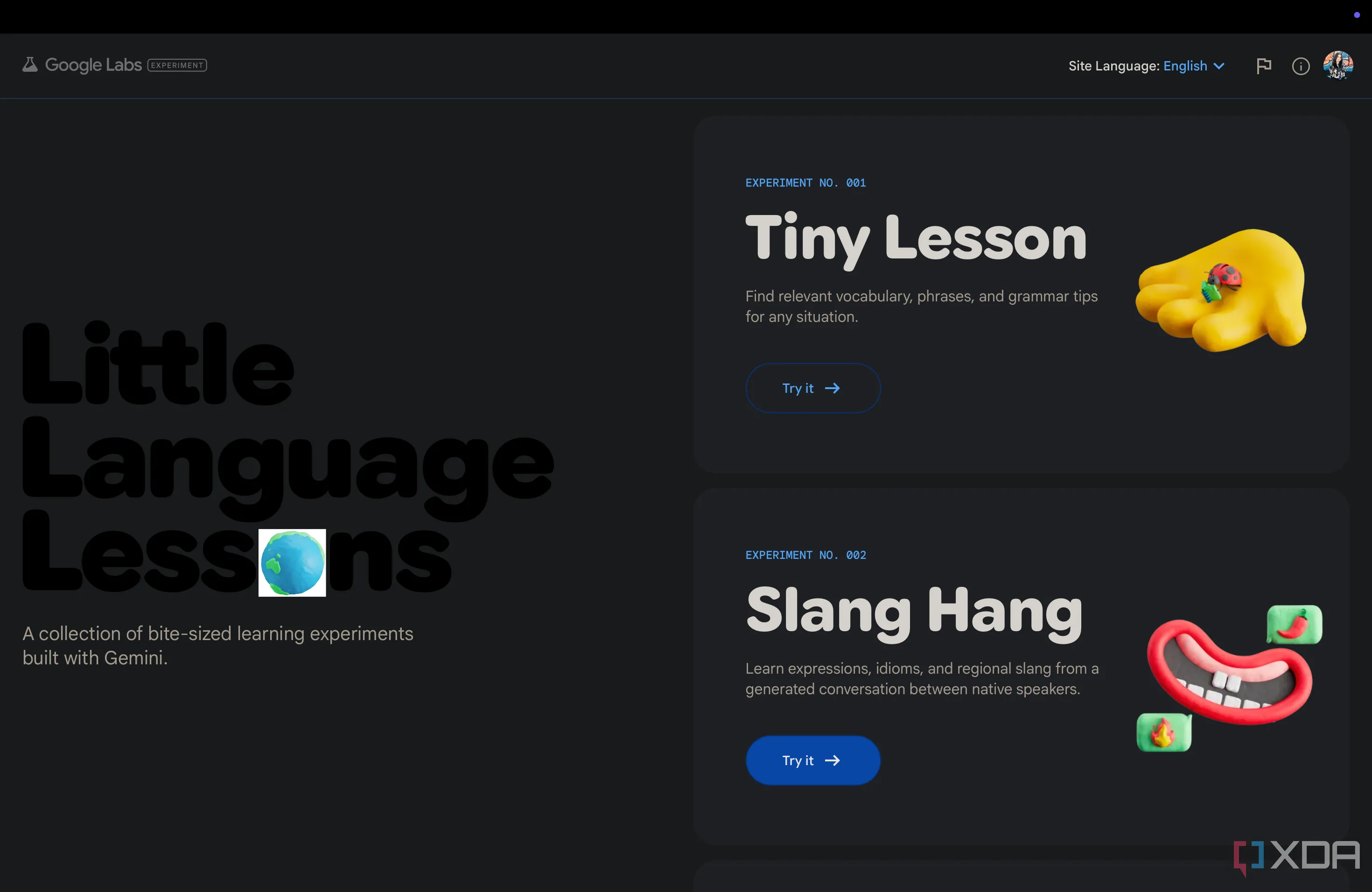 Giao diện khởi động của Little Language Lessons, một thử nghiệm AI từ Google Labs dành cho việc học ngôn ngữ.