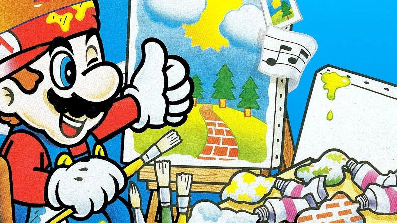 Giao diện Mario Paint cổ điển với con trỏ chuột, gợi ý tính năng điều khiển chuột cho Nintendo Switch 2.