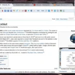Giao diện trình duyệt Rockmelt hiển thị trang Wikipedia với các tính năng tích hợp mạng xã hội