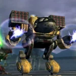 Hai cỗ máy chiến đấu Mech trong game MechAssault trên nền tảng Xbox gốc, minh họa đồ họa game mech