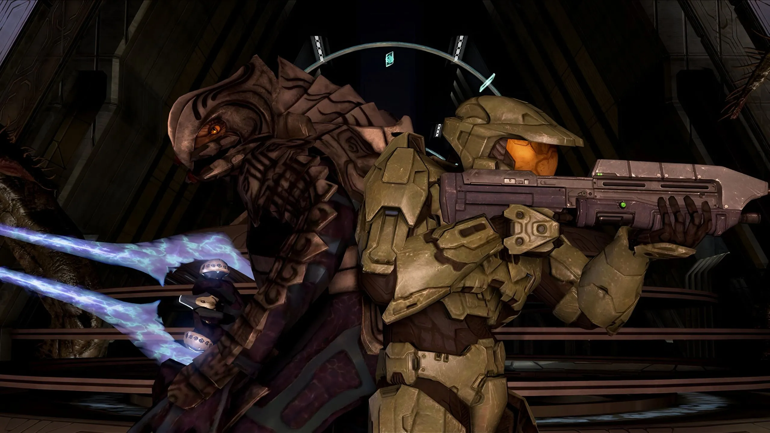Hai nhân vật Master Chief và The Arbiter trong Halo 3, đại diện cho trải nghiệm co-op chia đôi màn hình đỉnh cao.