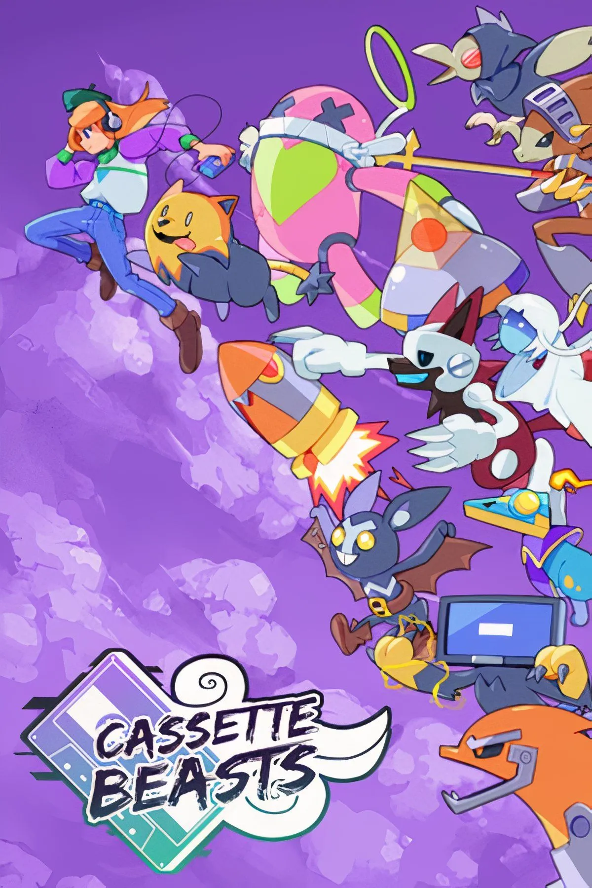 Hai quái vật trong game Cassette Beasts đang chiến đấu