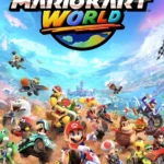 Hình ảnh bìa game Mario Kart World trên Nintendo Switch 2 với các nhân vật đua xe đầy màu sắc.