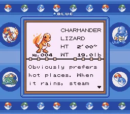 Hình ảnh các Pokémon biểu tượng của phiên bản Blue trong môi trường game