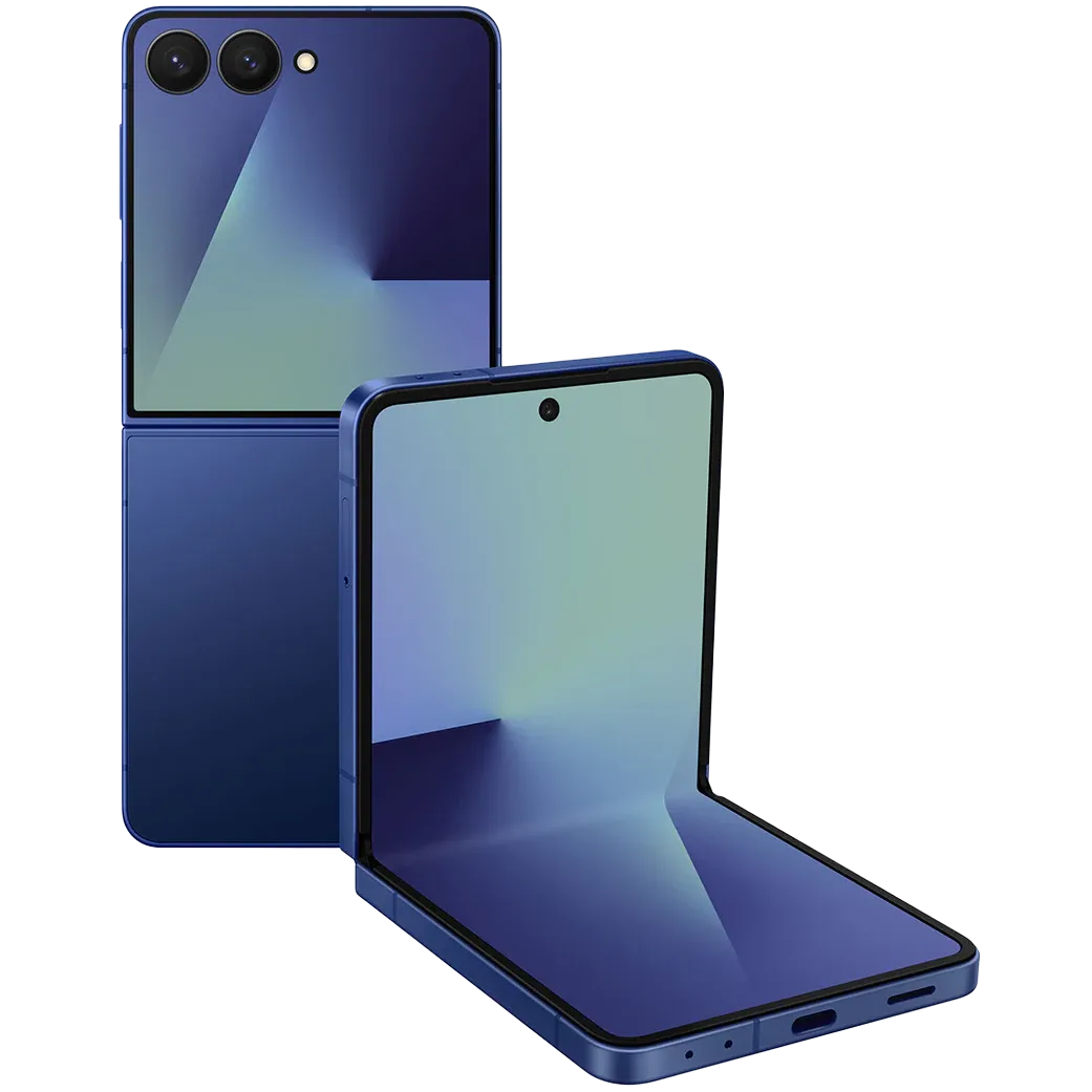 Hình ảnh cận cảnh Samsung Galaxy Z Flip 7, nhấn mạnh vẻ ngoài hiện đại và form factor nhỏ gọn khi gập lại.