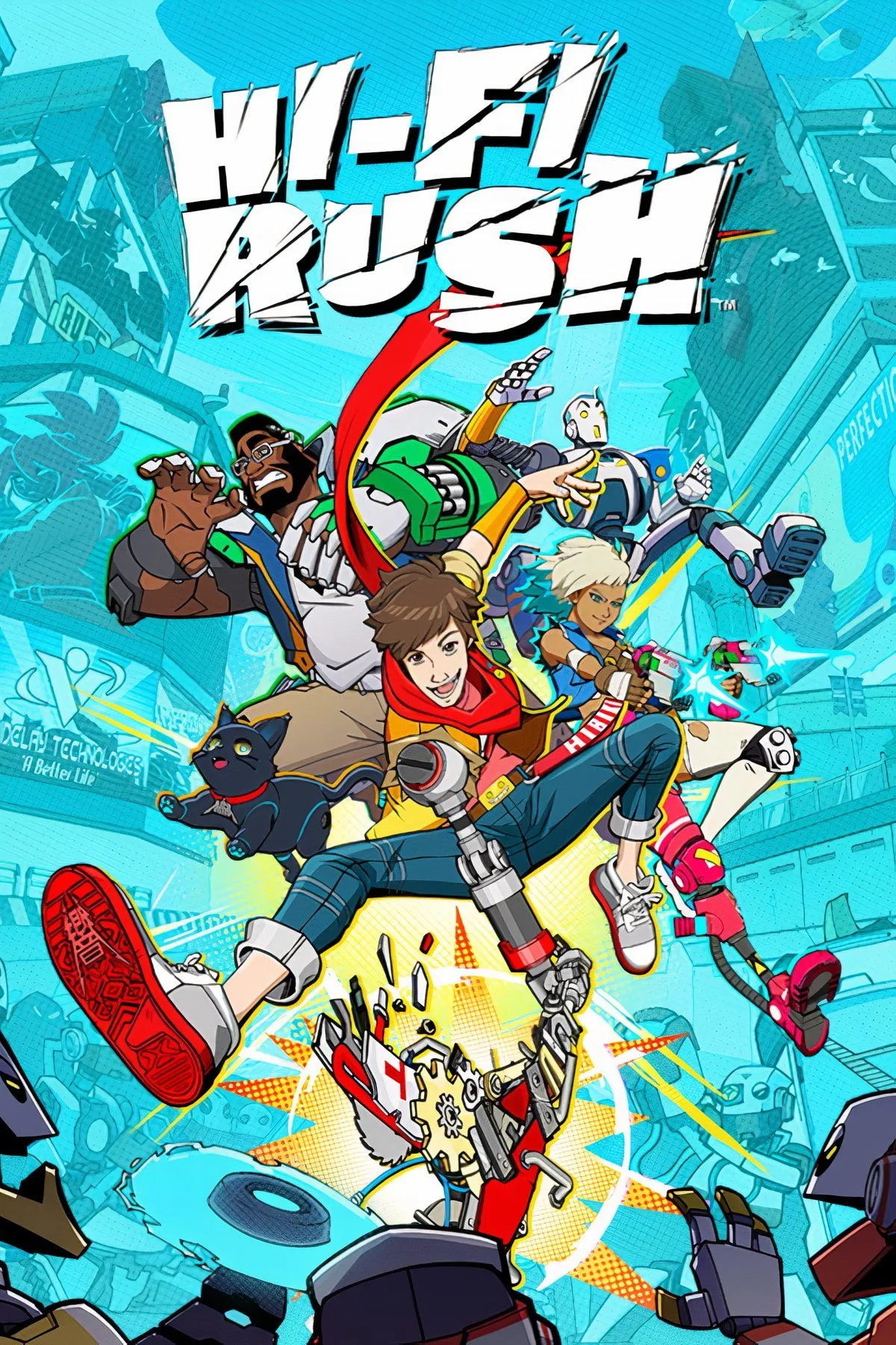 Hình ảnh động của nhân vật chính Chai trong game hành động nhịp điệu Hi-Fi Rush