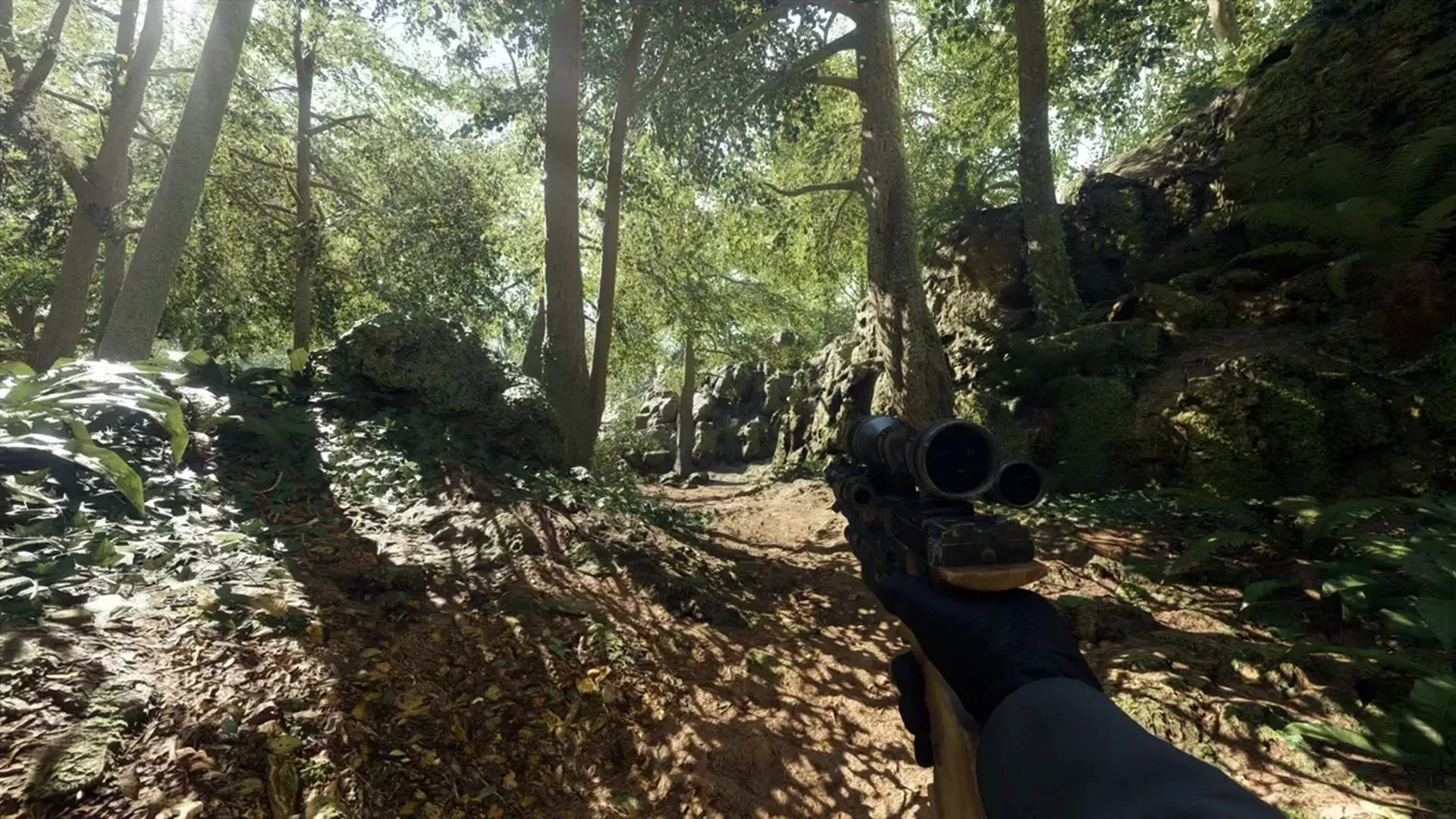 Hình ảnh Endor trong game Star Wars Battlefront 2 với rừng cây xanh tươi và AT-ST của Đế chế.