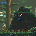 Hình ảnh gameplay 2D của Ninja Gaiden: Ragebound trong bối cảnh rừng rậm đầy hành động